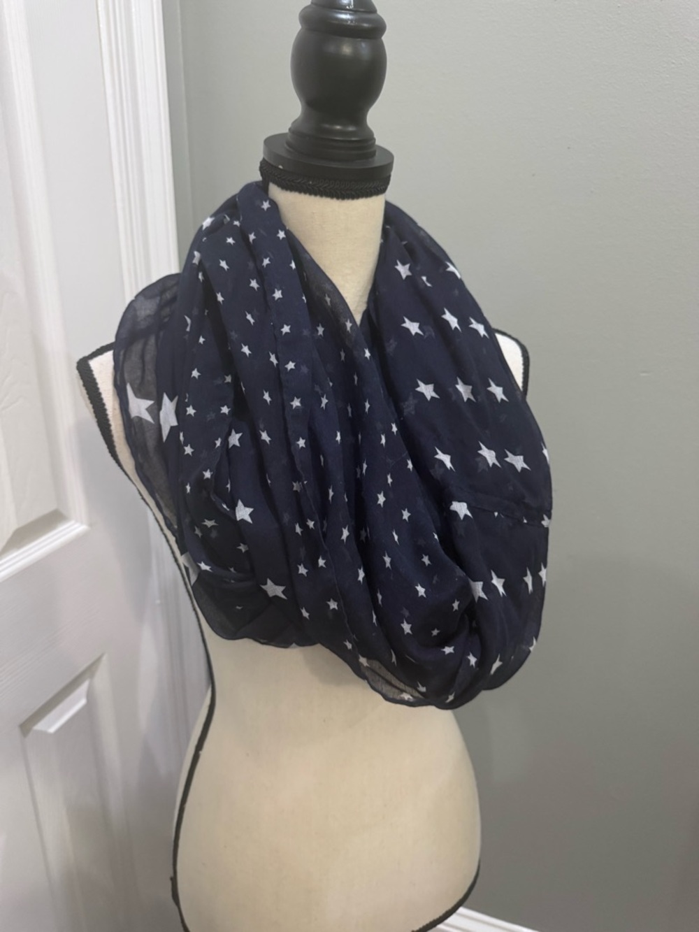 Navy Star Print Infinity Scarf